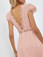 Lace V Neck Backless Mini Dress XD21
