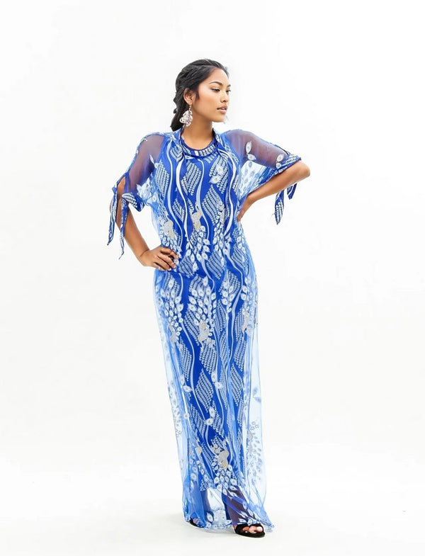 Lacy Pattern Sleeveless Maxi Dress