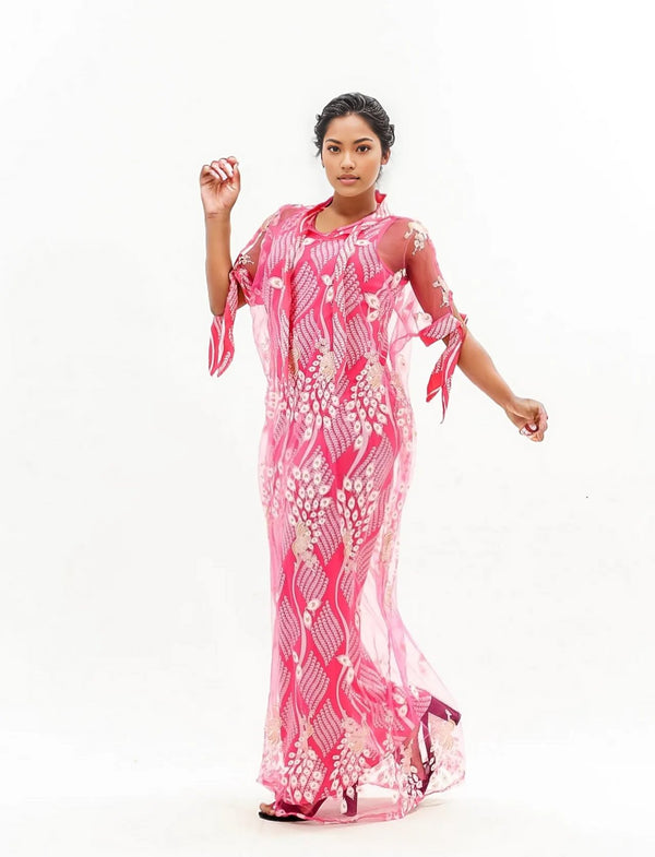 Lacy Pattern Sleeveless Maxi Dress