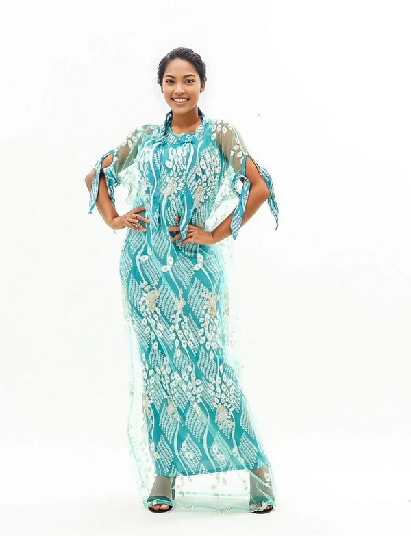 Lacy Pattern Sleeveless Maxi Dress