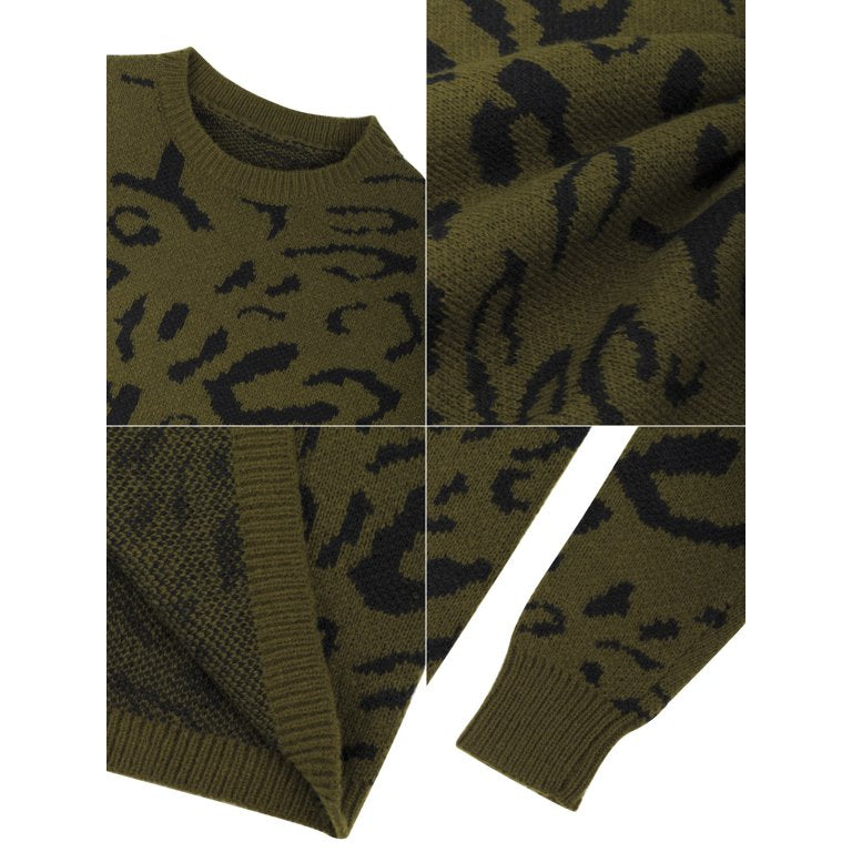 Leopard Pattern Pullover Sweater Jersey XD21