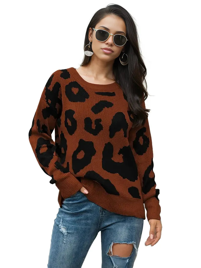 Leopard Pattern Pullover Sweater Jersey XD21