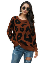 Leopard Pattern Pullover Sweater Jersey XD21