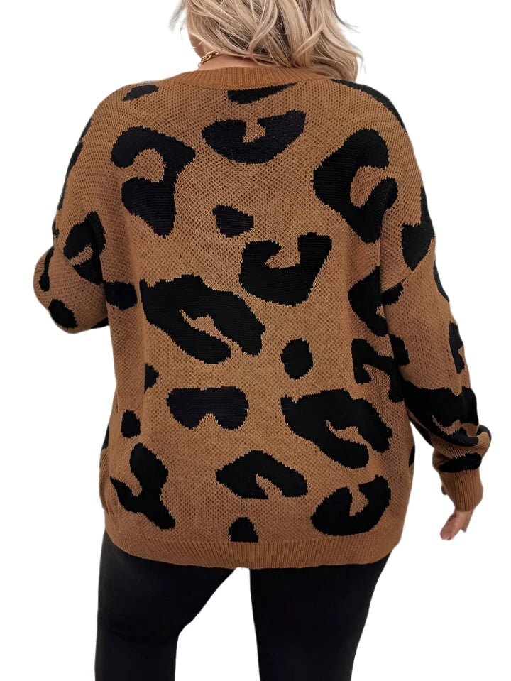 Leopard Pattern Pullover Sweater Jersey XD21