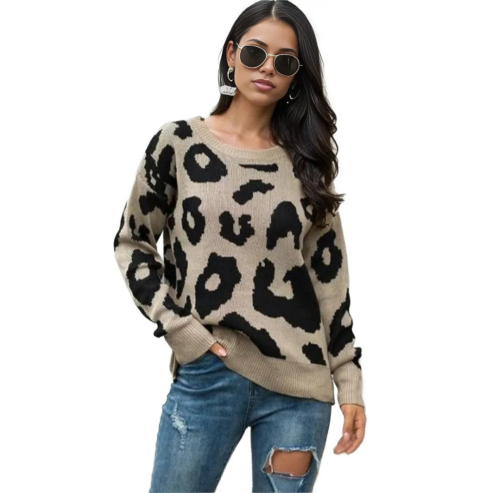 Leopard Pattern Pullover Sweater Jersey XD21