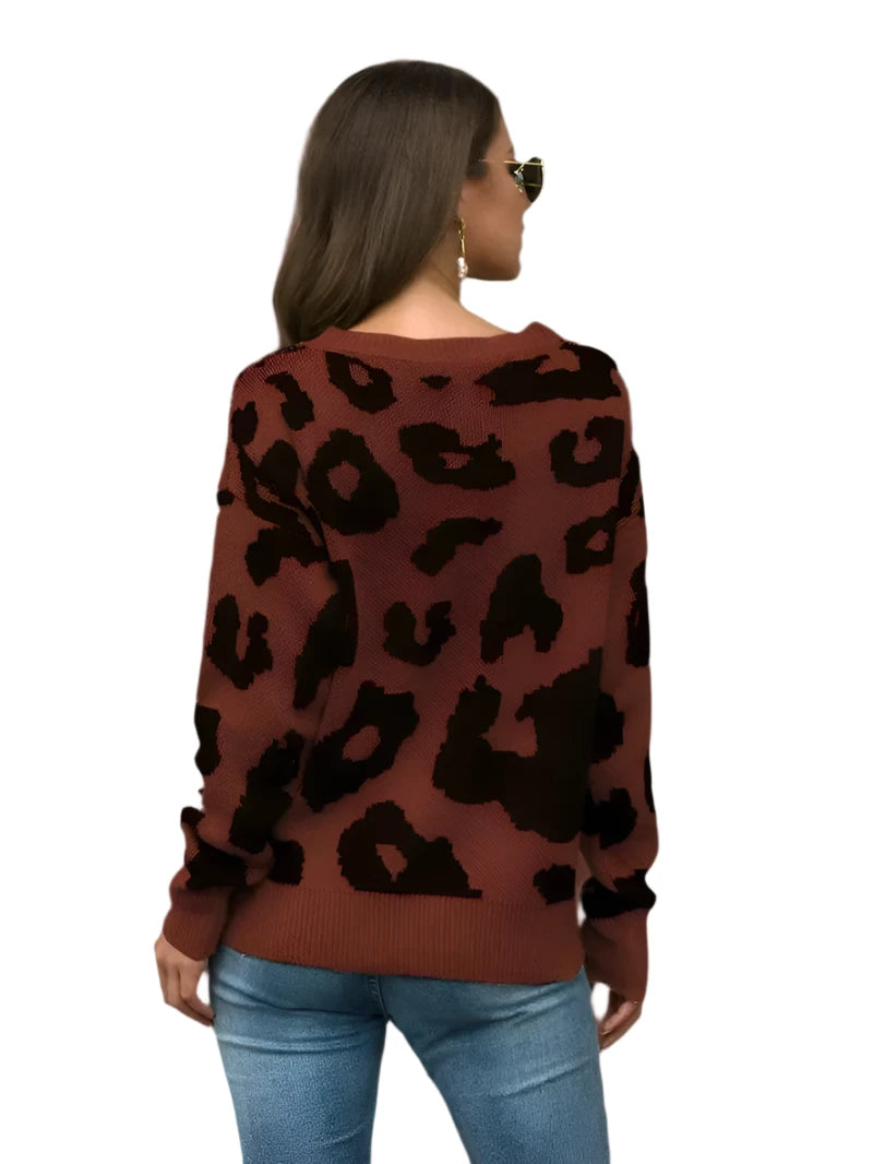 Leopard Pattern Pullover Sweater Jersey XD21