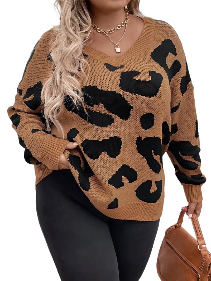 Leopard Pattern Sweaters Leopard Pattern Pullover Sweater Jersey - XD21