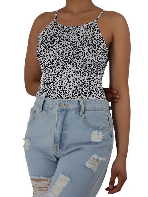Leopard Spaghetti Strap Bodysuit XD21