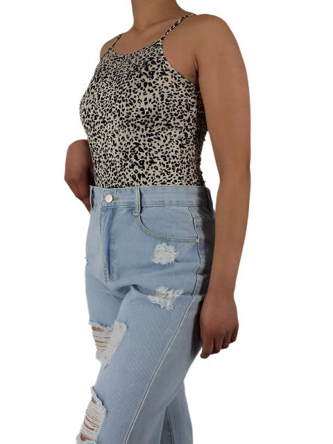 Leopard Spaghetti Strap Bodysuit XD21