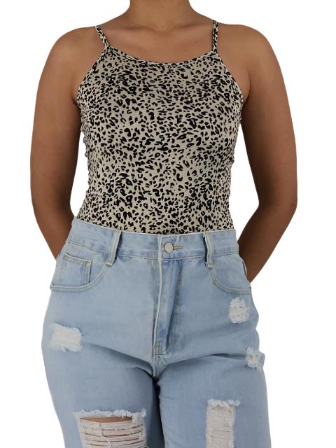 Leopard Spaghetti Strap Bodysuit XD21