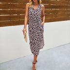 Leopard Tie-Dye Printed V-Neck Dress XD21