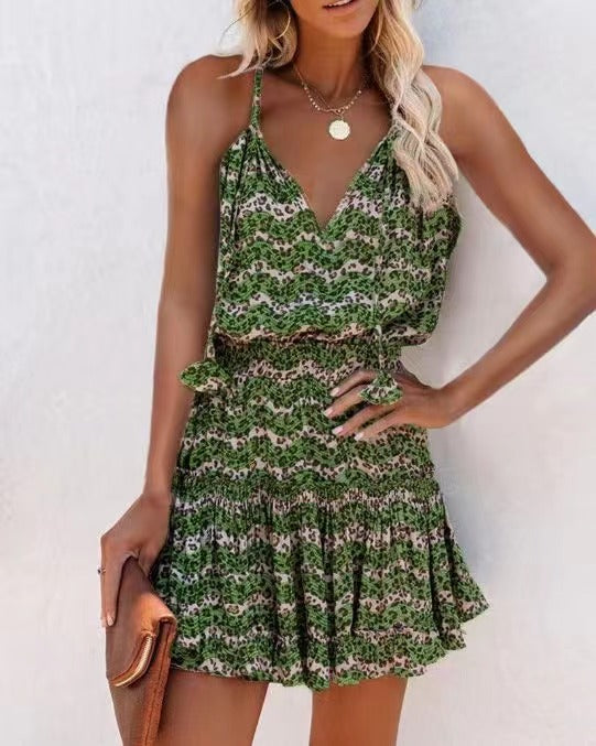 Leopard colourful summer mini dress XD21
