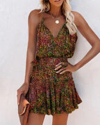 Leopard colourful summer mini dress XD21