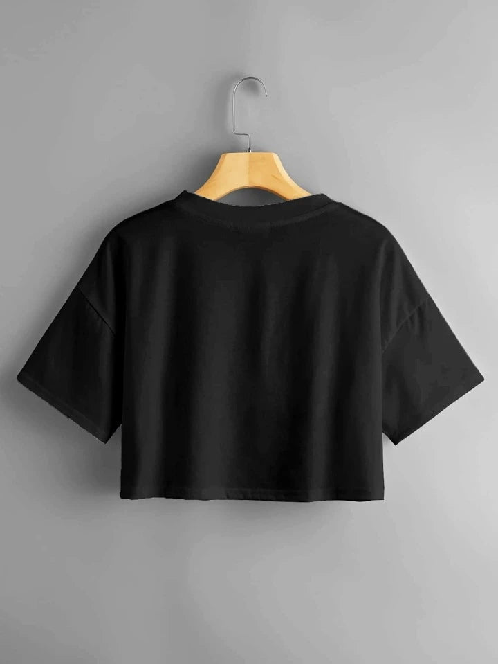 Letter Graphic Drop Shoulder Crop Tee XD21