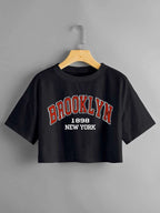 Letter Graphic Drop Shoulder Crop Tee XD21