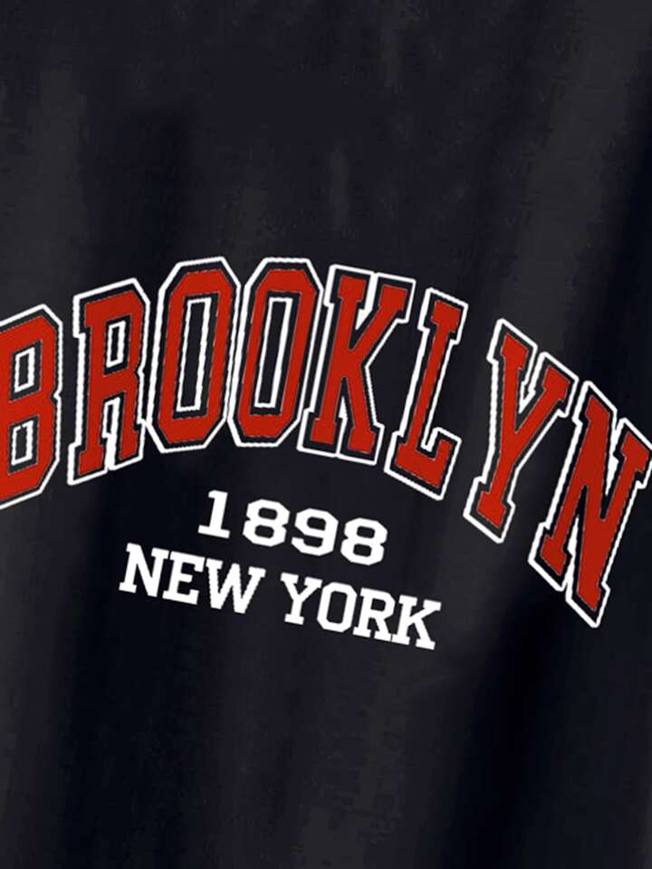 Letter Graphic Drop Shoulder Crop Tee XD21