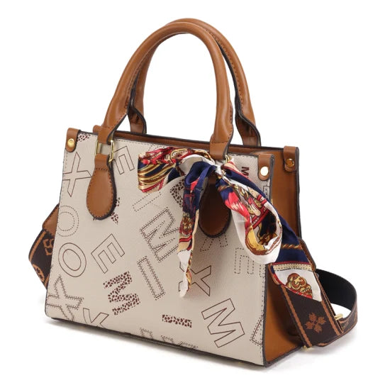 Letter Graphic Studded Decor Square Bag XD21