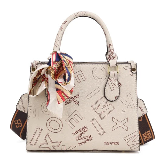 Letter Graphic Studded Decor Square Bag XD21
