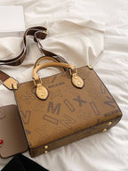 Letter Graphic Studded Decor Square Bag XD21