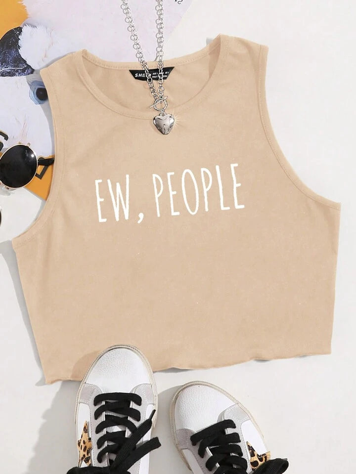 Letter Graphic Tank Crop Top XD21
