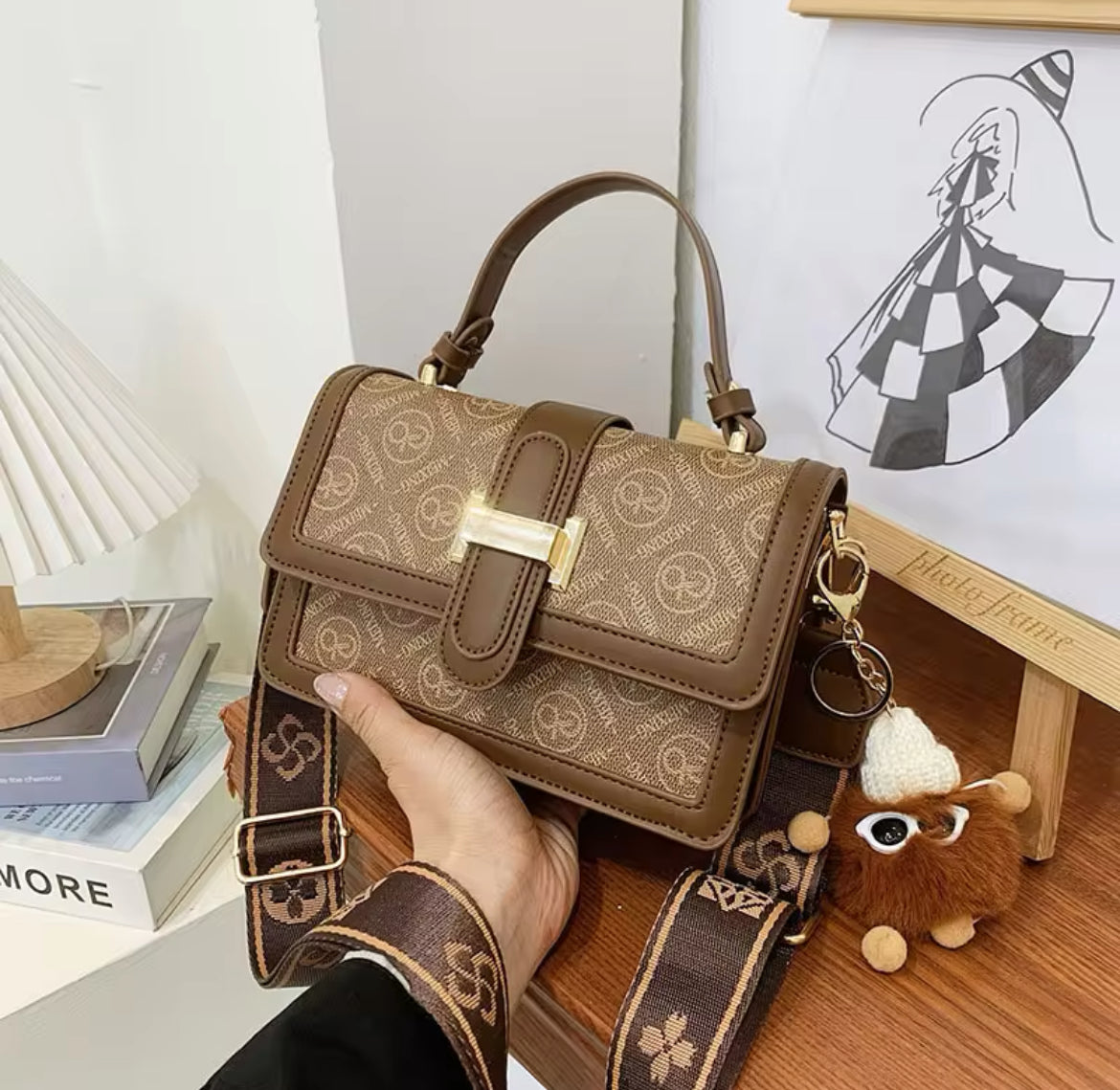 Letter printing portable casual shoulder crossbody bag XD21