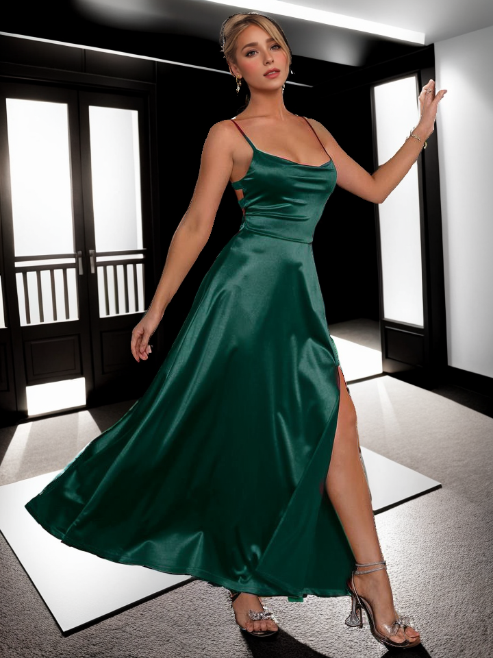 Long Maxi Satin Dress Cocktail dress XD21