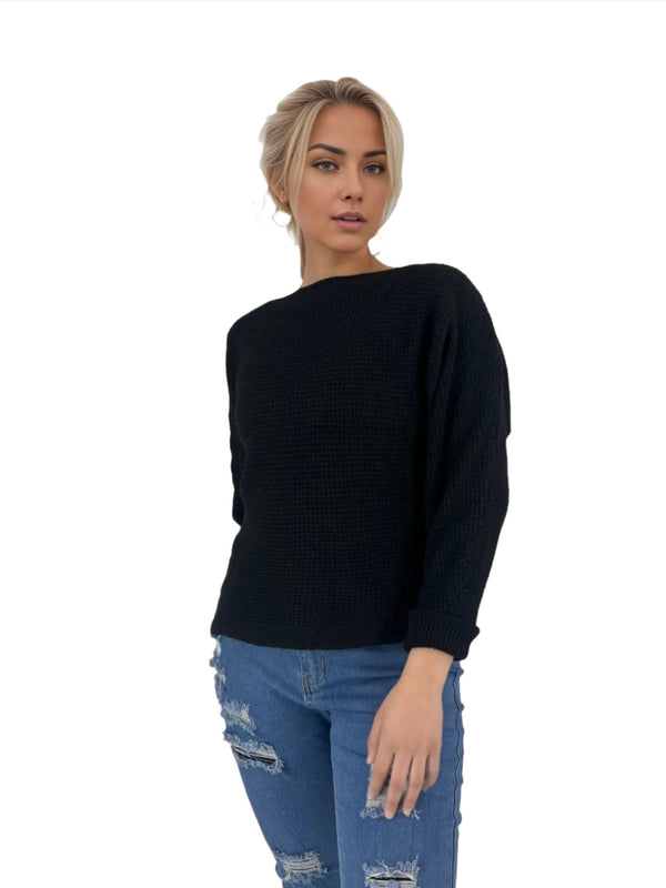 Long Sleeve Batwing Knitted Jersey