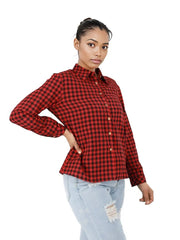 Long Sleeve Button Up Checkered Shirt XD21