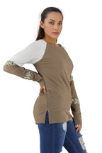 Long Sleeve Leopard Print Stripes Sweater XD21