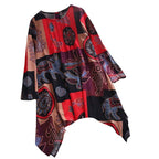 Long Sleeve Patterned Back Button Up Long Shirt Blouse XD21