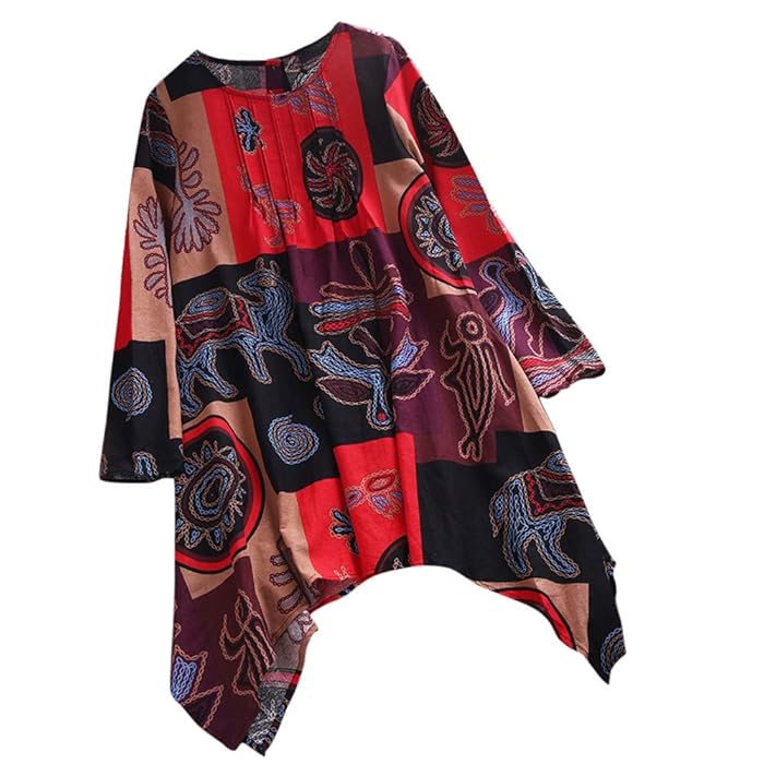 Long Sleeve Patterned Back Button Up Long Shirt Blouse XD21
