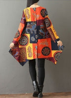 Long Sleeve Patterned Back Button Up Long Shirt Blouse XD21