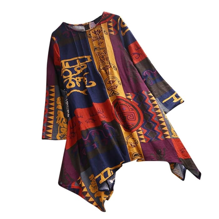 Long Sleeve Patterned Back Button Up Long Shirt Blouse XD21