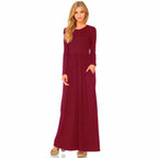 Long Sleeve Pocket Floor Length Summer Dress