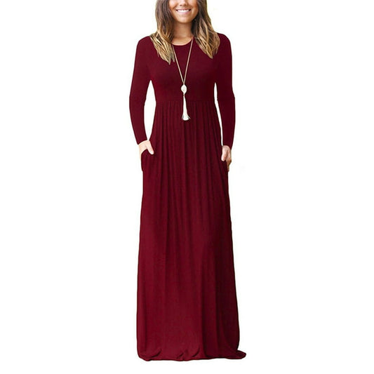 Long Sleeve Round Neck Maxi Dress XD21