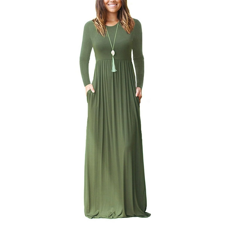 Long Sleeve Round Neck Maxi Dress XD21