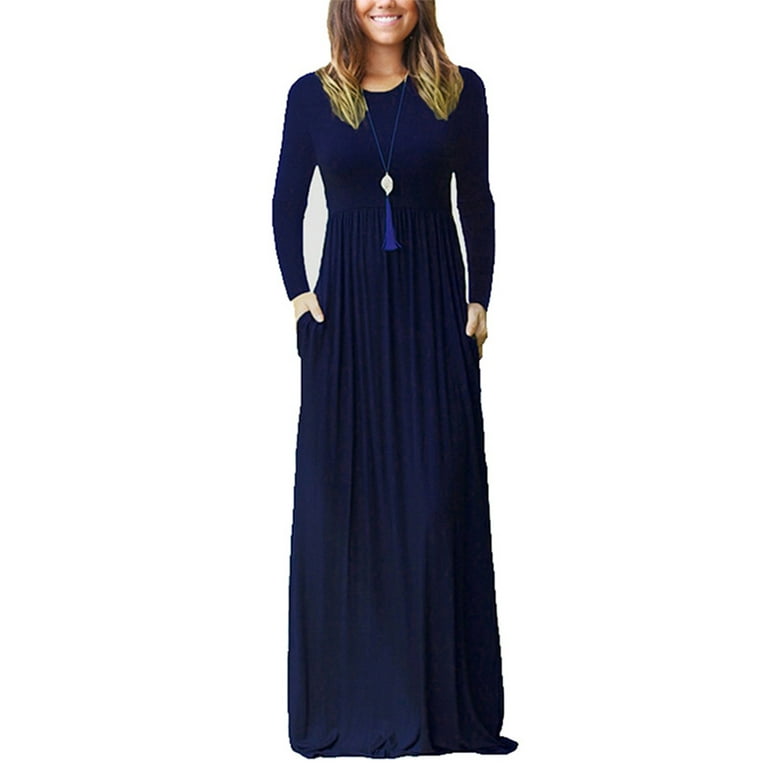 Long Sleeve Round Neck Maxi Dress XD21