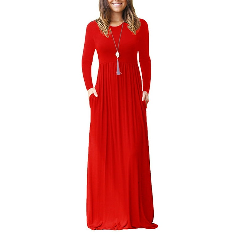 Long Sleeve Round Neck Maxi Dress XD21