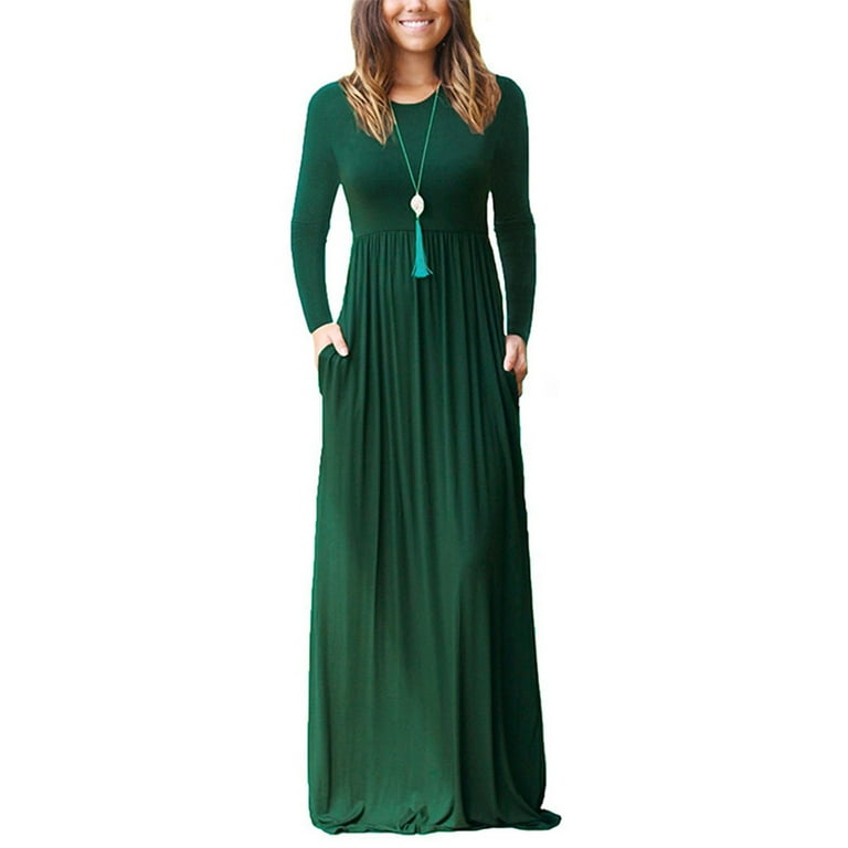 Long Sleeve Round Neck Maxi Dress XD21