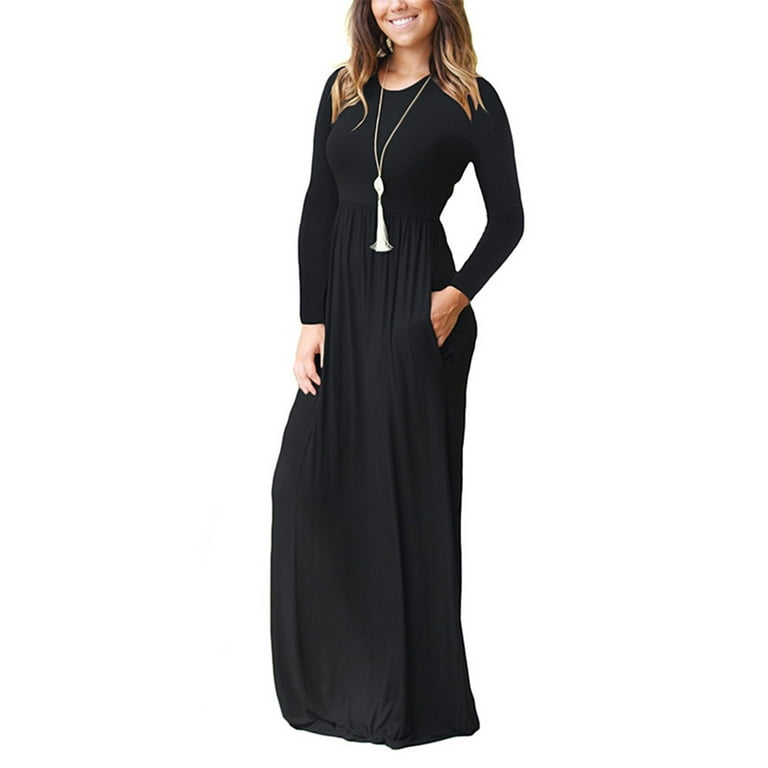 Long Sleeve Round Neck Maxi Dress XD21