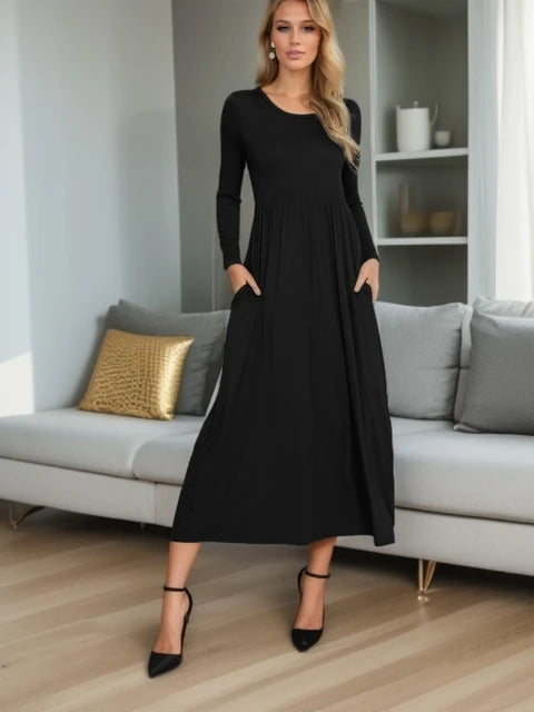 Long Sleeve Round Neck Maxi Dress XD21