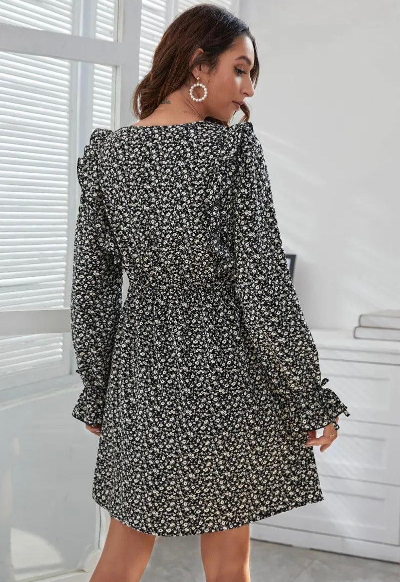 Long Sleeve Ruffles Chic Bohemian Dress XD21