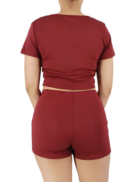 Loungewear Two Piece Cropped Top and Shorts Set Style 3 XD21