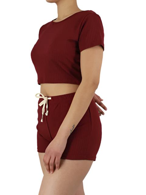 Loungewear Two Piece Cropped Top and Shorts Set Style 3 XD21