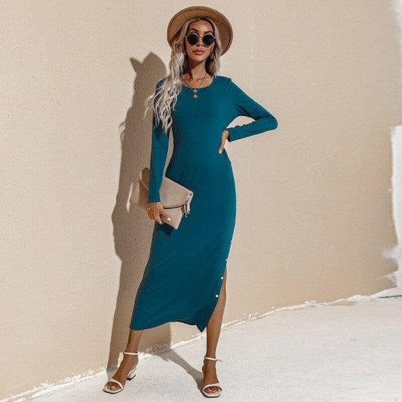 Maxi Dress O Neck Bodycon - XD21