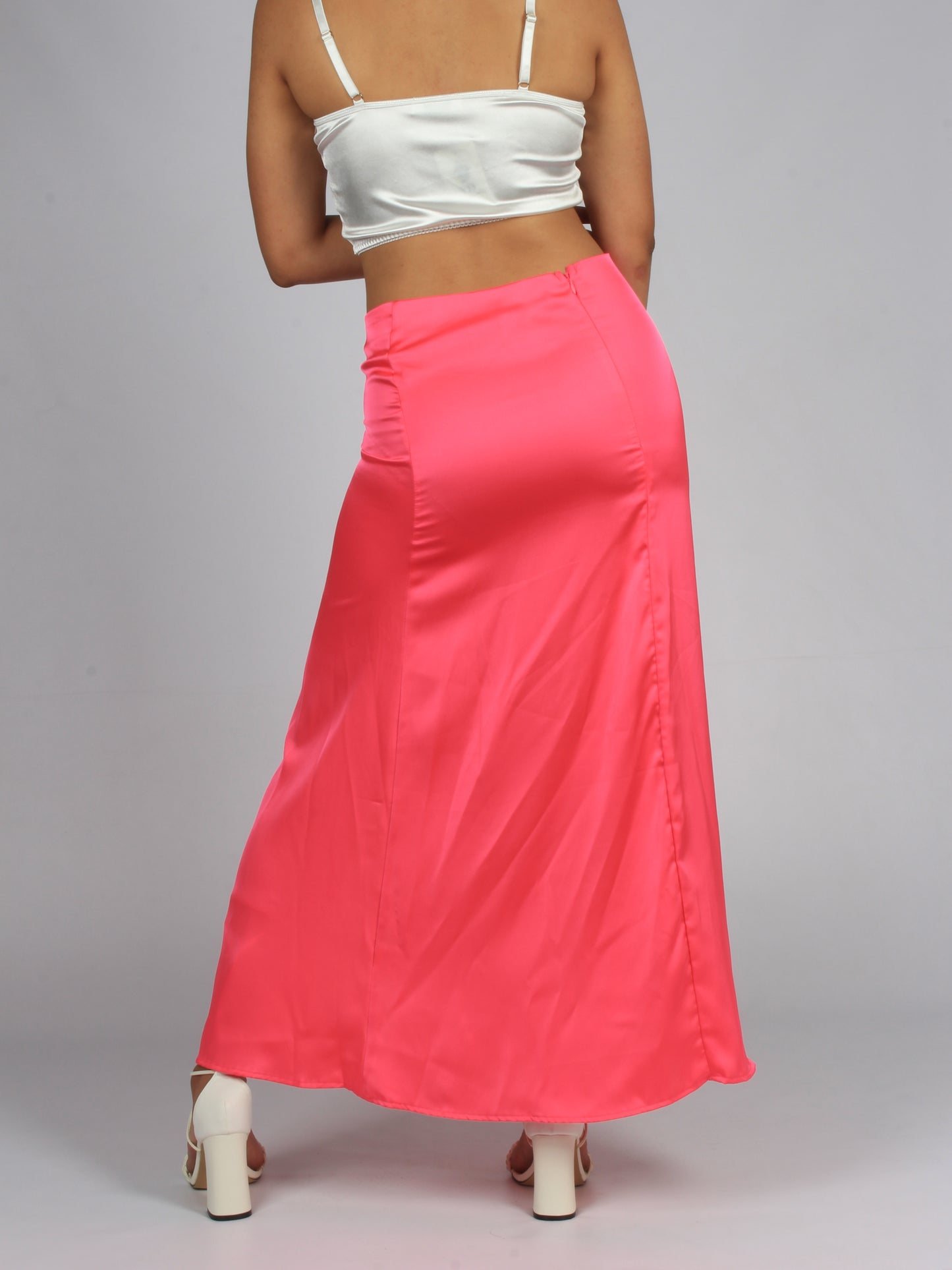 Maxi button silky slit skirt XD21