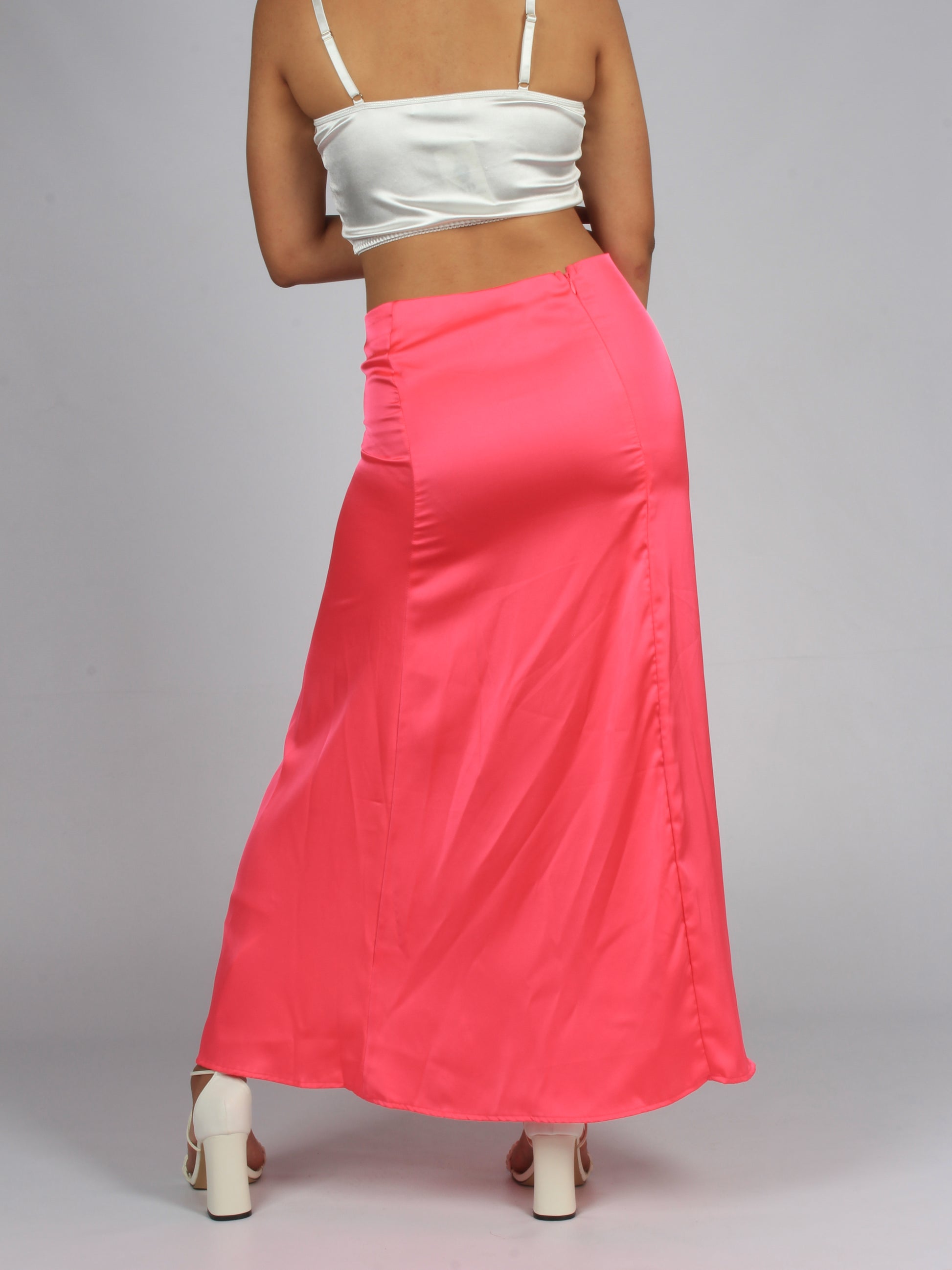 Maxi button silky slit skirt XD21