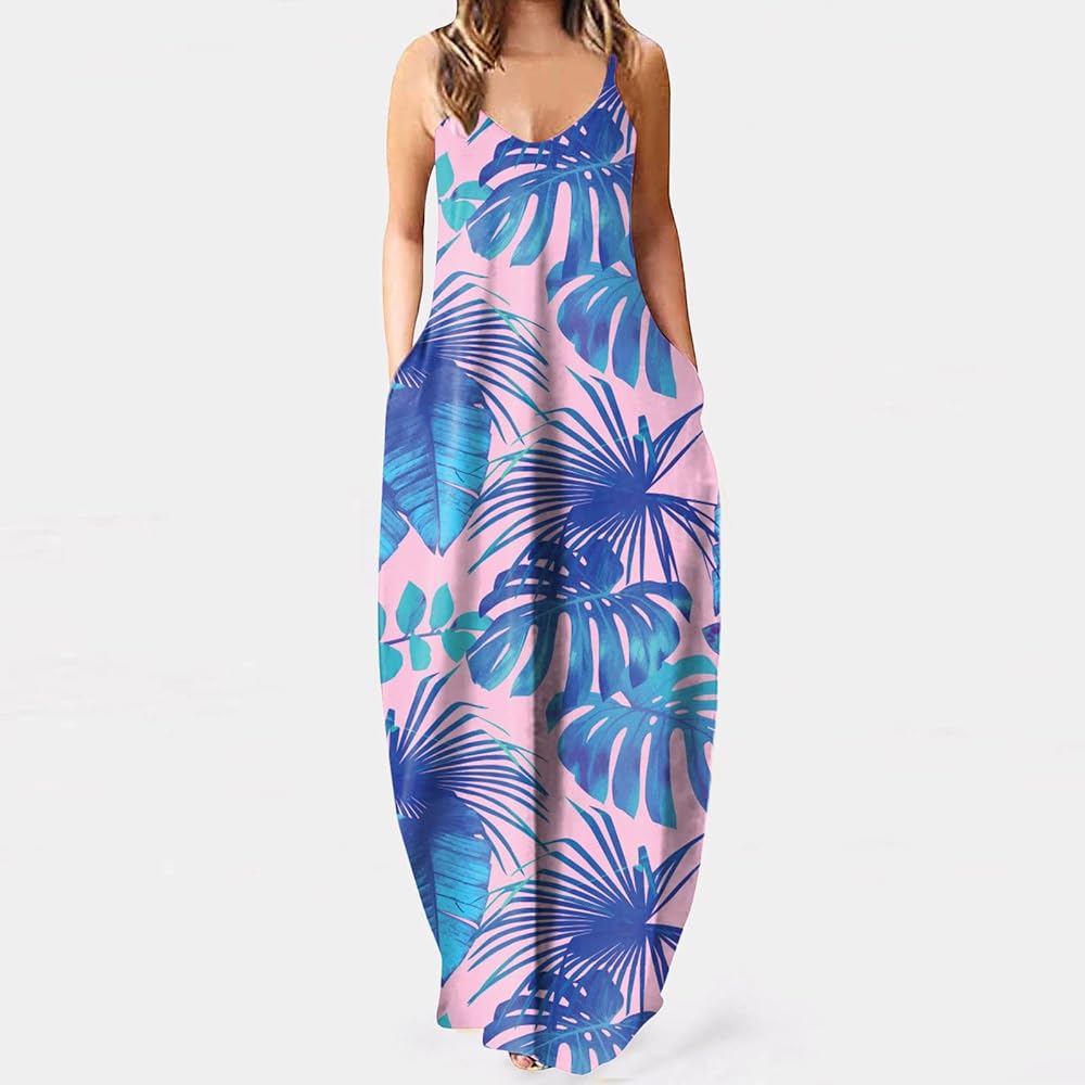 Maxi summer sleeveless dress with pockets XD21