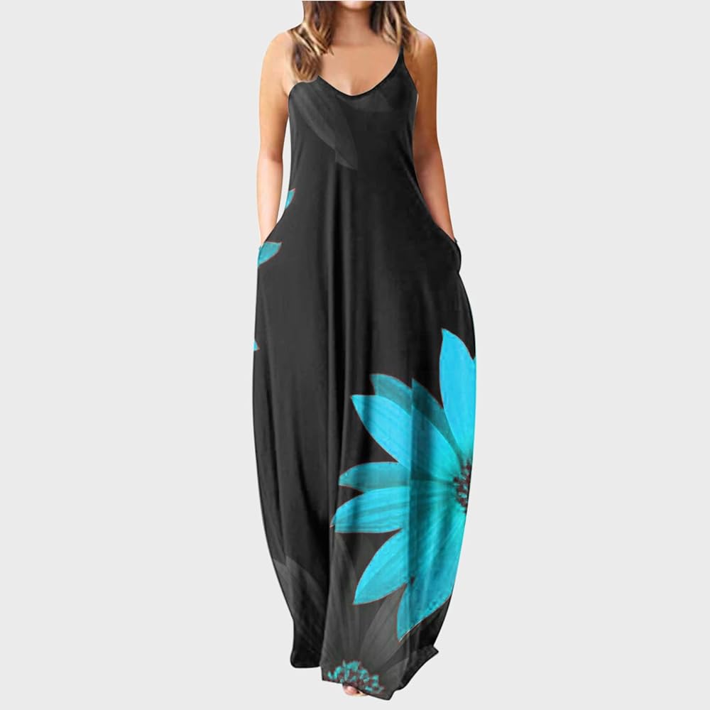 Maxi summer sleeveless dress with pockets XD21