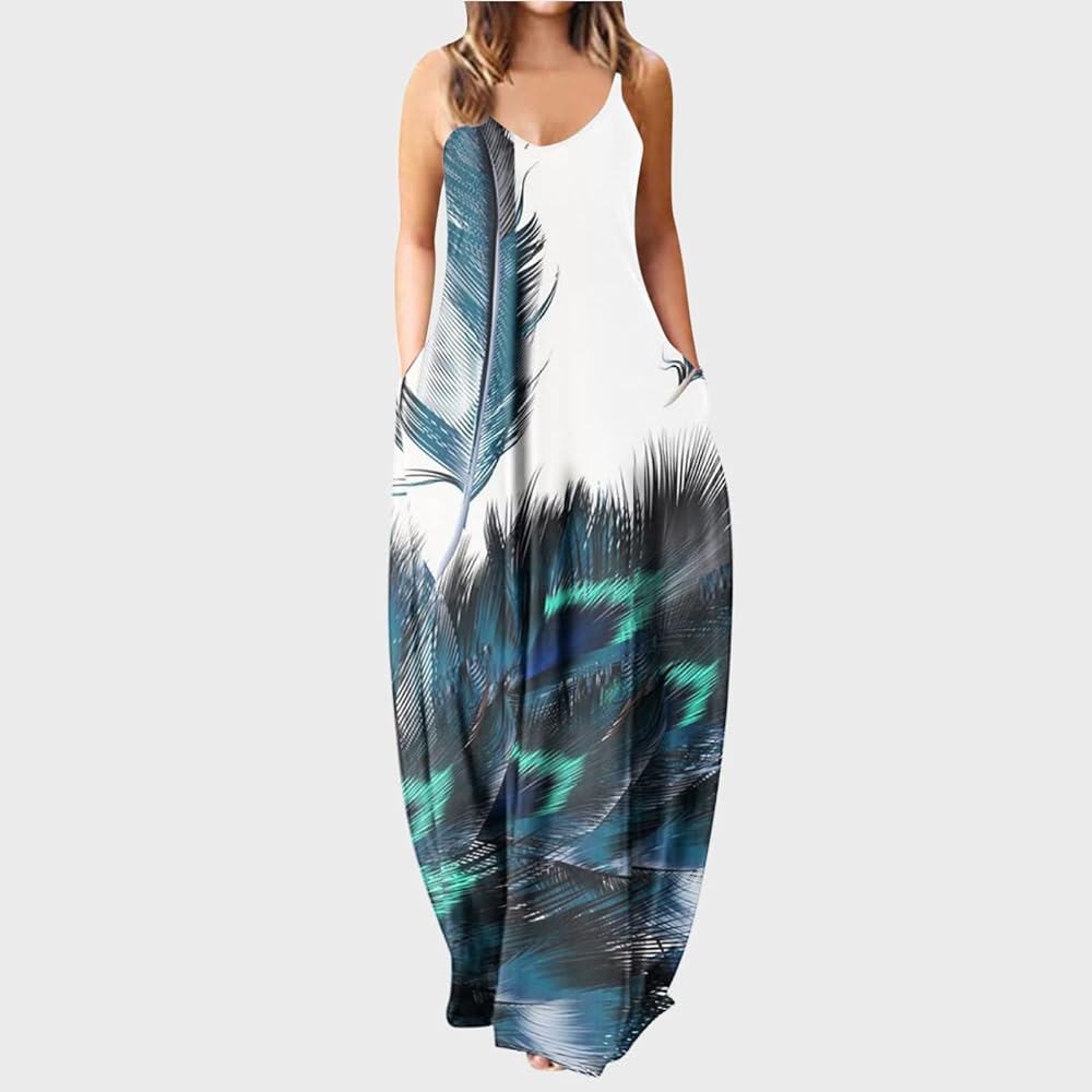 Maxi summer sleeveless dress with pockets XD21